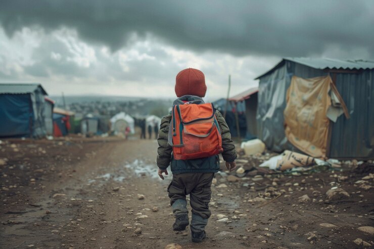 Foto gratuito gente diversa en los campamentos de refugiados