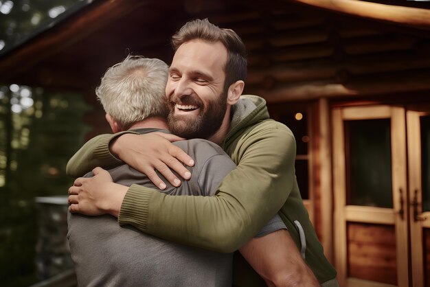 La gente del medio celebra el día del abrazo.