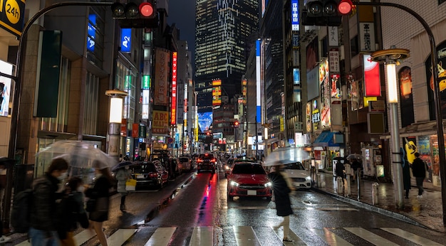 Gente de paisaje urbano en Japón