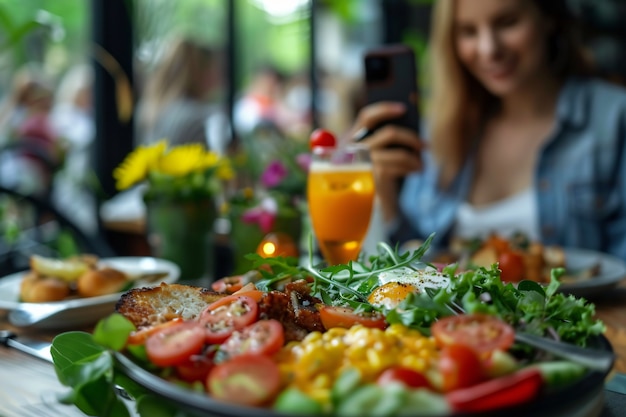 Gente que crea contenido de comida para cargar en Internet para los amantes de la comida