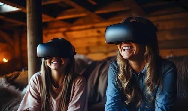 Gente que usa gafas de realidad virtual para jugar