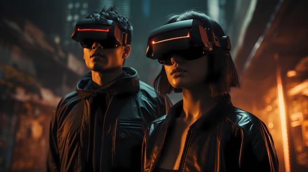 Foto gratuita gente que usa gafas de realidad virtual para jugar