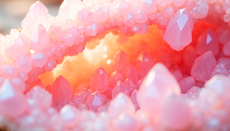 Foto gratuito geoda de cristal rosado