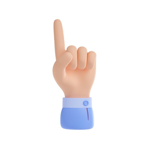 Gesto de la mano 3d con el dedo índice levantado