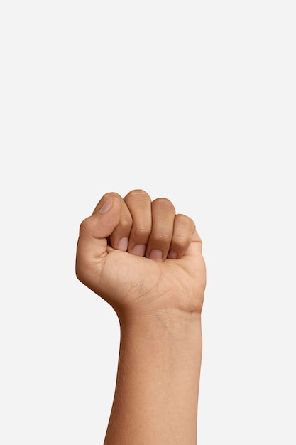 Gesto de la mano del lenguaje de señas con espacio de copia