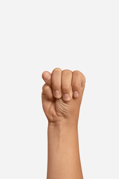 Gesto de la mano del lenguaje de señas con espacio de copia