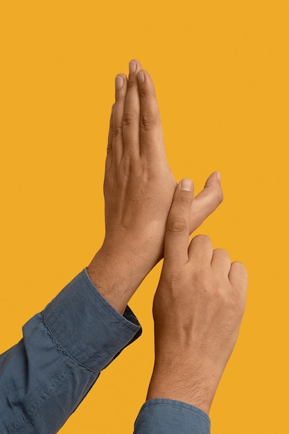 Foto gratuita gesto de la mano de lenguaje de señas