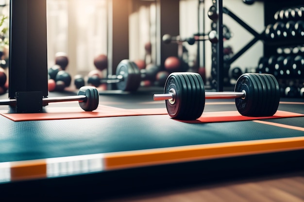 Foto gratuita un gimnasio con pesas en el suelo