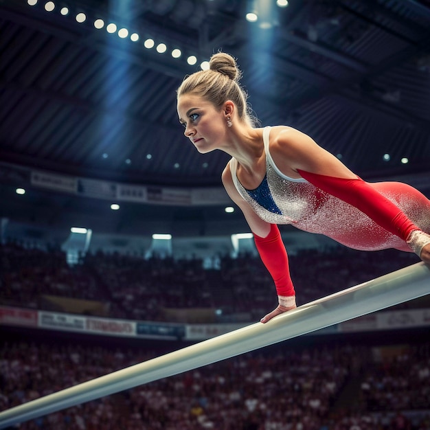 Gimnasta actuando en competición