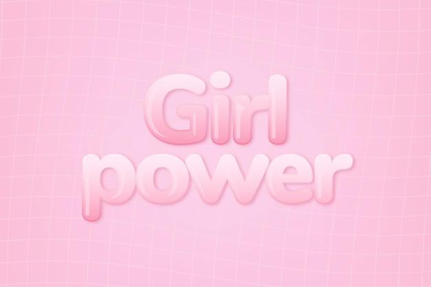 Girl power en word en estilo de texto rosa chicle