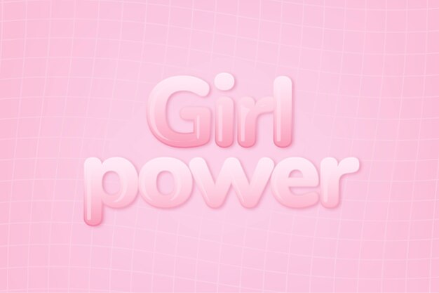 Girl power en word en estilo de texto rosa chicle