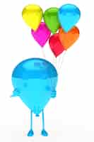 Foto gratuita globo azul sujetando globos de colores