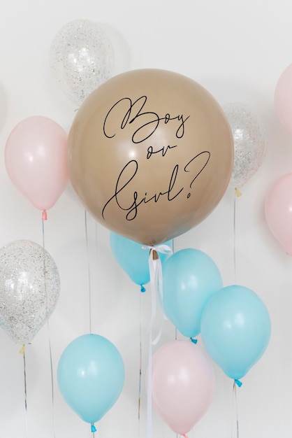 Foto gratuita globos de fiesta de revelación de género del bebé