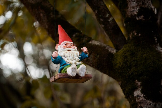 Gnomo de jardín divertido con espacio de copia