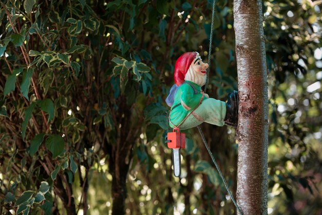 Gnomo de jardín divertido con espacio de copia