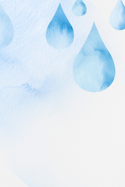 Gota de agua con ilustración acuarela de fondo azul