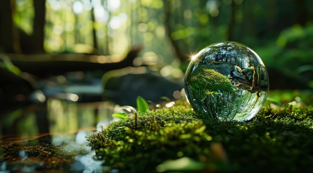 Foto gratuita gota de agua realista con un ecosistema para el día mundial del agua.