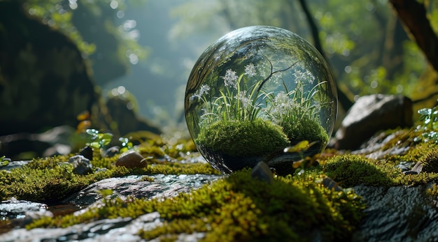 Foto gratuita gota de agua realista con un ecosistema.