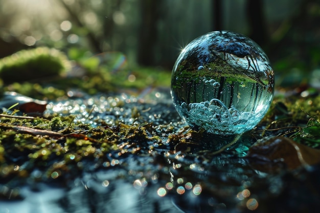 Foto gratuita gota de agua realista con un ecosistema.