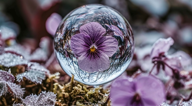 Gota de agua realista con un ecosistema.