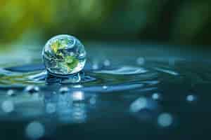 Foto gratuita gota de agua realista con un ecosistema.