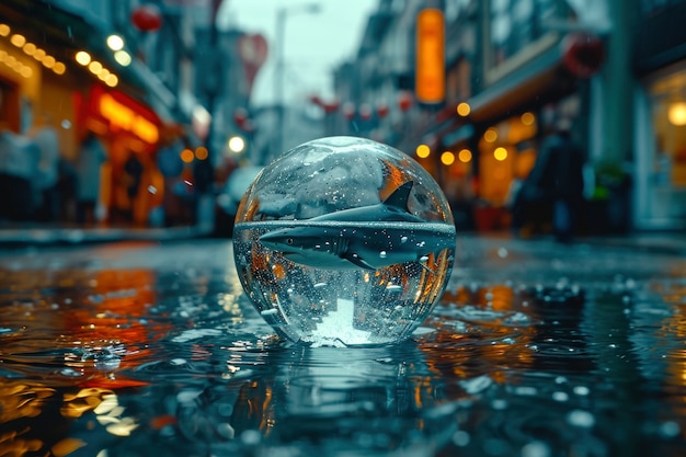 Foto gratuita gota de agua realista con un ecosistema.