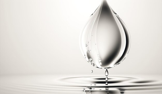 Una gota de agua sobre un fondo claro IA generativa