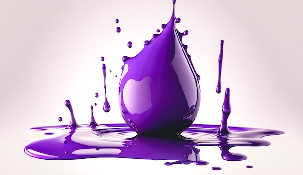 Gota púrpura de pintura AI generativa de primer plano
