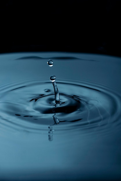 Gotas de agua que crean ondas en el líquido.