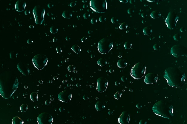 Gotas de agua sobre fondo verde