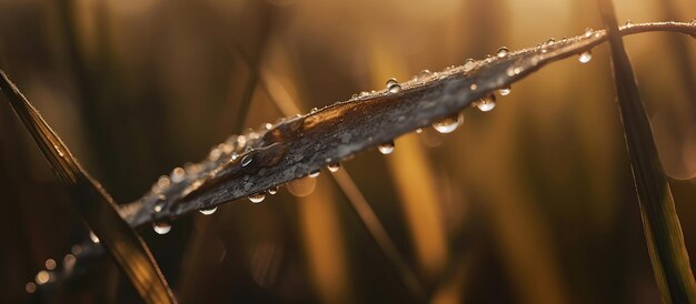 Gotas de rocío en una tierna espiga de trigo Imagen generada por IA