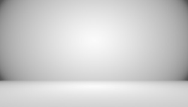 Gradiente gris blanco oscuro vacío abstracto con iluminación de viñeta sólida negra Fondo de pared y piso de estudio y uso como telón de fondo. Fondo de sala blanca vacía con espacio para texto e imagen.