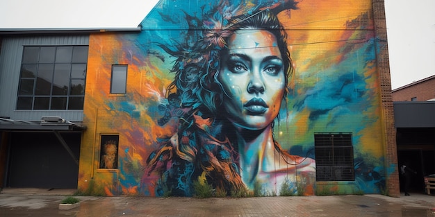 Graffiti de retrato de mujer hermosa