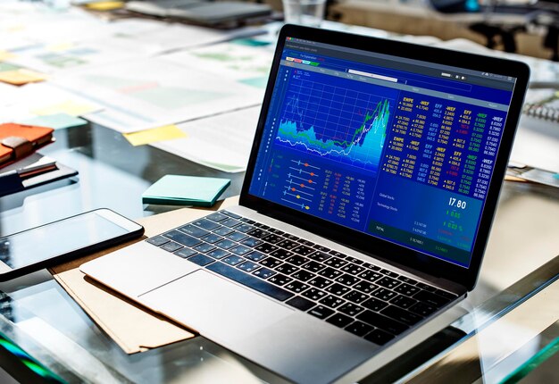 Gráfico del negocio de análisis de datos de la bolsa de inversión