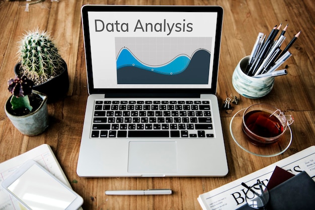 Foto gratuita gráfico de resumen de resultados de análisis de datos gráfico de word