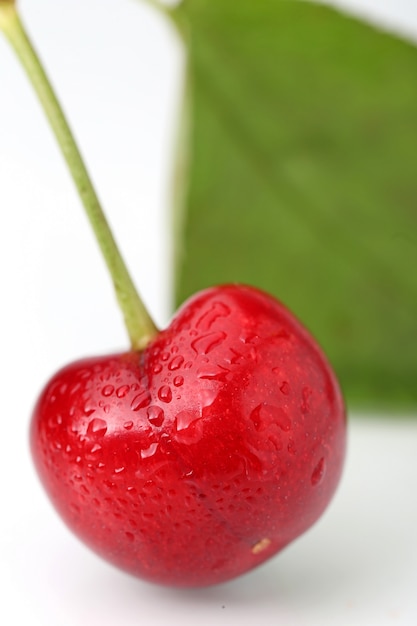 Foto gratuita gran cereza en el fondo blanco