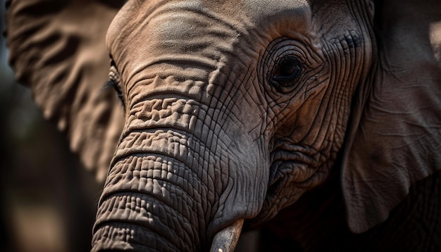 Foto gratuita gran elefante africano en peligro de extinción generado por ia