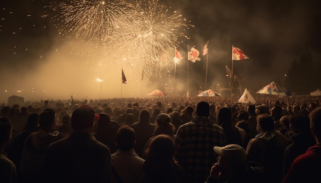 Gran multitud celebra el espectáculo de fuegos artificiales del 4 de julio generado por IA