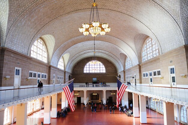 Gran salón de la isla Ellis de la ciudad de Nueva York