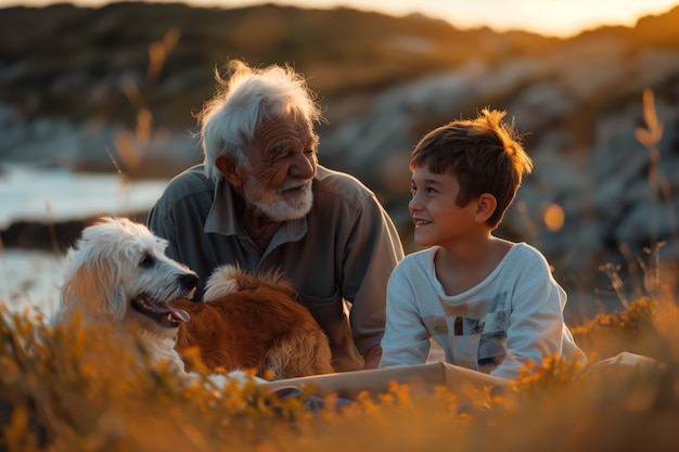 Foto gratuita grandparent's day celebration scene with grandparents and grandchildren showcasing a happy family