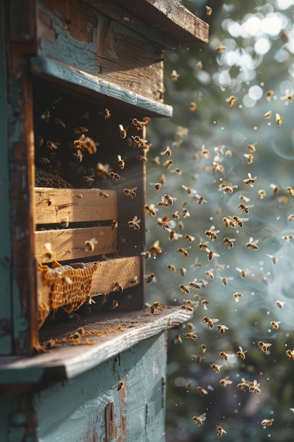 Foto gratuita granja de abejas de cerca