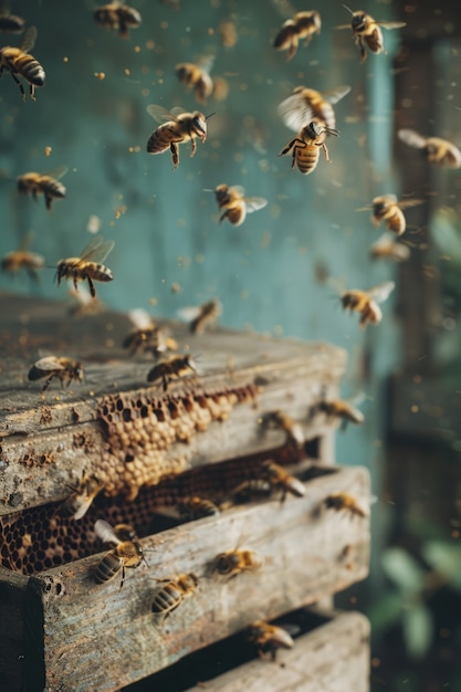 Granja de abejas de cerca