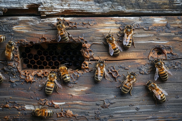 Granja de abejas de cerca