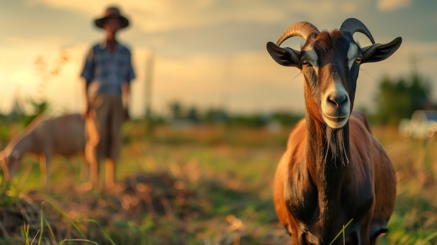 Foto gratuita granja de cabras fotorrealista