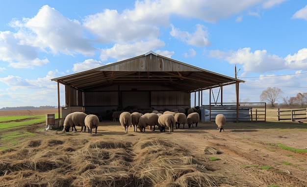 Granja de ovejas fotorrealista