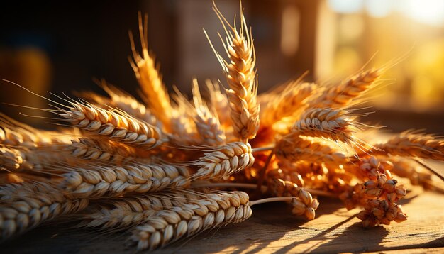 Granja rural cosecha trigo dorado naturaleza cereal de desayuno saludable generado por inteligencia artificial