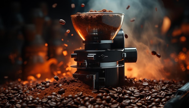 Foto gratuita los granos de café recién molidos crean un rico impulso aromático de cafeína generado por inteligencia artificial