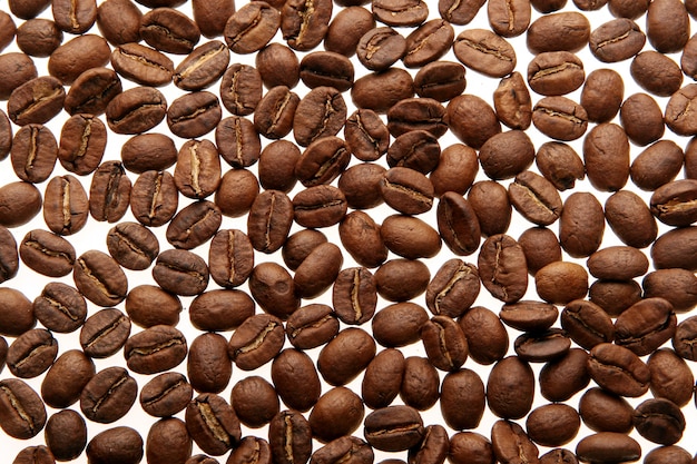 Foto gratuita granos de café sobre fondo blanco.