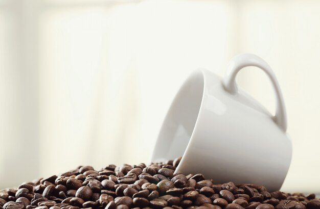 Granos de café en una taza