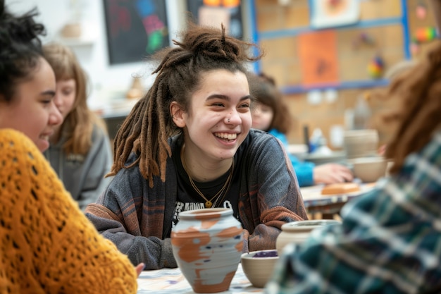 Foto gratuita grupo de adolescentes y jóvenes diversos que realizan actividades juntos para celebrar el día mundial de las habilidades juveniles